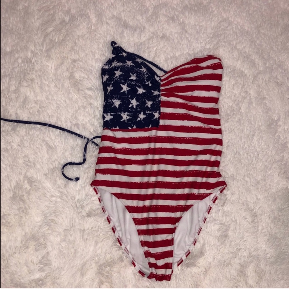 Xhiliration American flag tie swimsuit